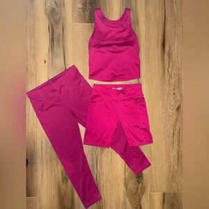 Athletic Works Fuchsia Leggings and Shorts Set